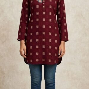 Trending Wine  Straight Kurti Bhatija